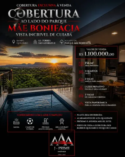 Cobertura próximo ao Parque Mãe Bonifácia.