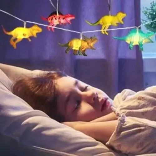 Varal De Luzes Pisca-pisca 1,5 m com 10 Dinossauros -ideal decoração quarto, festa