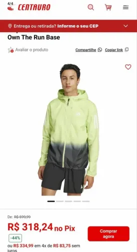 Corta vento adidas usada uma vez 