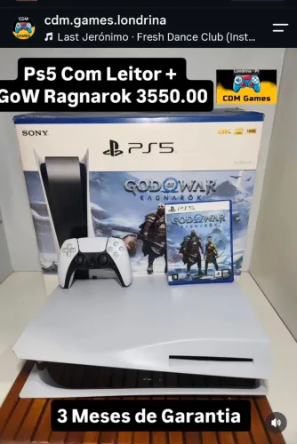 Ps5 Com Leitor Seminovo + GoW Ragnarok 3550.00 - 3M Garantia 