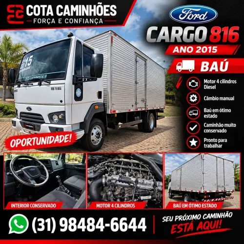 Caminhão 3/4 Ford Cargo 816 no Baú