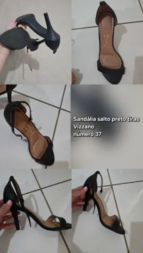 Sandália de salto preta Vizzano