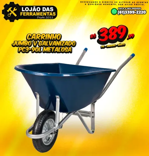 Carrinho Jumbo V Galvanizado PC3-90L Metalosa