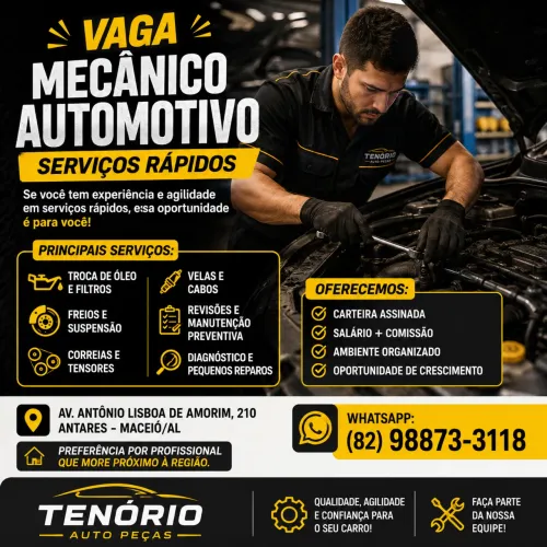 Vaga para mecânico automotivo serviço rápido