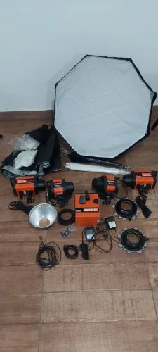 Oportunidade! Lote flashes mako estúdio fotográfico completo