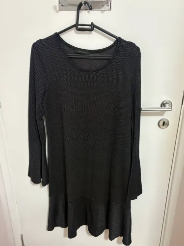 vestido manga longa com bolinhas Denovo preto - tamanho P (usado em excelente estado)