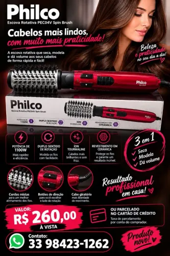 Escova de cabelo Rotativa Philco