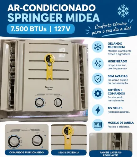 AR-CONDICIONADO SPRINGER MIDEA 7.500 BTUs - 127V <br>