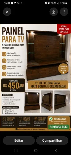 Painel pra TV (Rack) com Led funcionando com leves marcas de uso.
