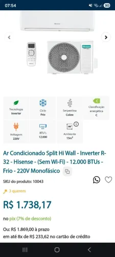AR CONDICIONADO 12MIL ENTREGA EM APENAS 7 DIAS