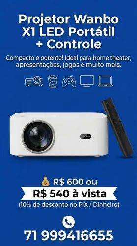 Projetor Wanbo X1 LED Portátil + Controle | Seu Cinema em Casa + ENTREGA GRÁTIS!