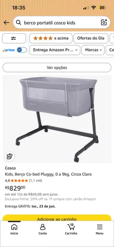 Berço Cosco Cinza