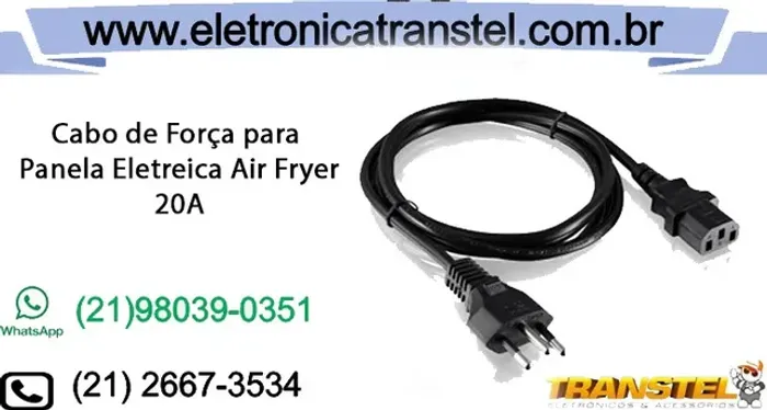 Cabo de Força ou Elétrico para Panela de Arroz ou Air Fryer 20 Amperes
