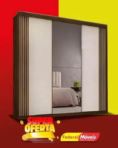 Guarda Roupa Casal 3 portas Deslizantes Espelho Super Lindo Novo