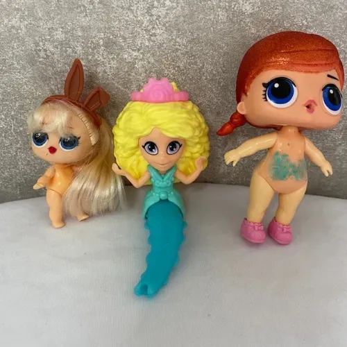 Kit 3 Bonecas Pequenas LOL, Mini LOL e Sereia