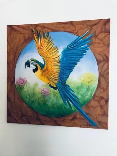 Quadro arara azul- 0,80 x 0,80 - CADA
