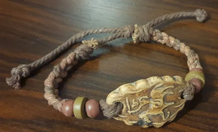 Pulseira Bracelete Artesanal de Couro com corda Natural