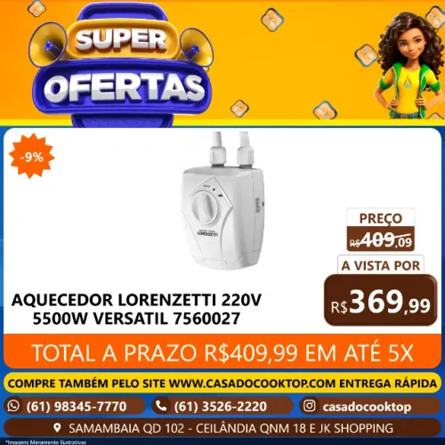 AQUECEDOR LORENZETTI 220V 5500W VERSATIL 7560027