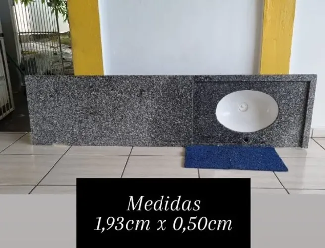 Pedra em Mármore com pia 1,93cm x 0,50cm