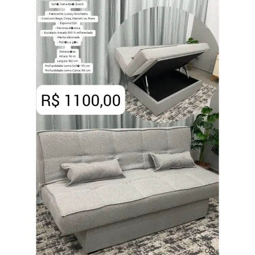 Sofá Cama bau Zurich veludo reclinavel / 4 cores disponíveis