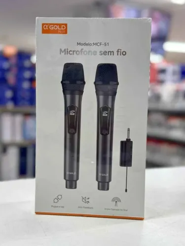 Kit 2 microfone sem fio AGOLD mcf-51 recarregável