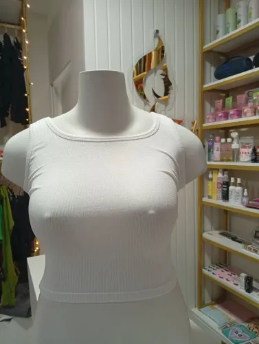 Blusa Cropped branca canelada premium tamanho G