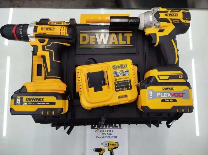 Kit chave de impacto e furadeira e parafusadeira impacto 2 baterias DEWALT