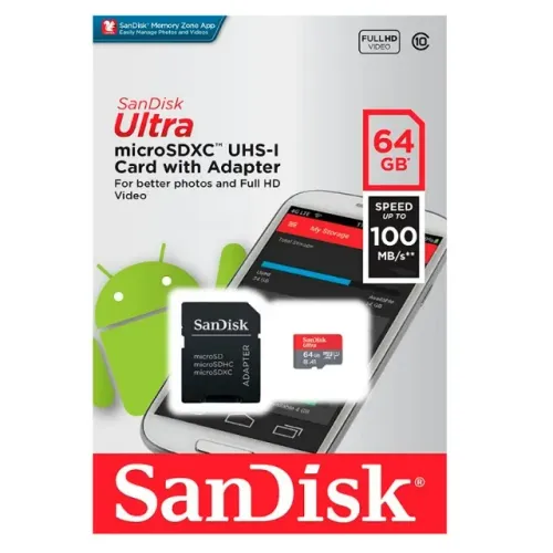 Cartão de Memória 64GB Sandisk para câmera celular tablet