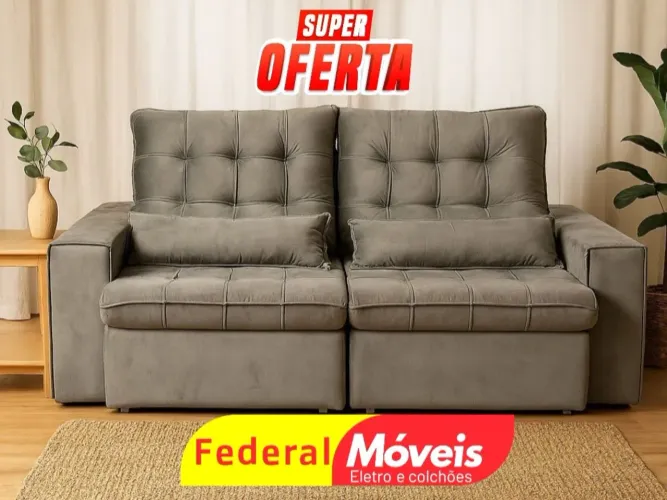 Sofá 2 Lugares Retrátil e Reclinável 2,00m - Novo! - Dos Seus Sonhos!