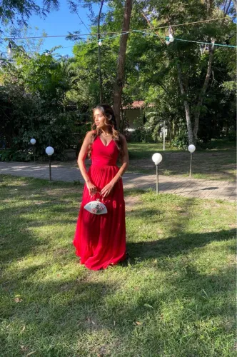Vestido longo vermelho elegante