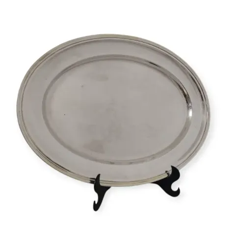 Antiga Bandeja Grande Oval Banho Prata 48 Cm Prateado