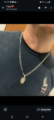 Cordão de prata masculino com pingente