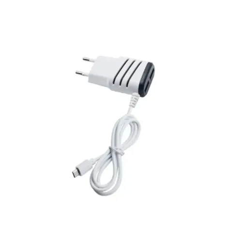 Carregador USB duplo com fio, com luz indicadora, plugue de carregamento, carregador Twill