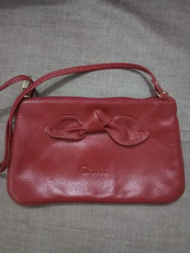 Bolsa de Ombro Chloé Vermelha Regulável-COURO.