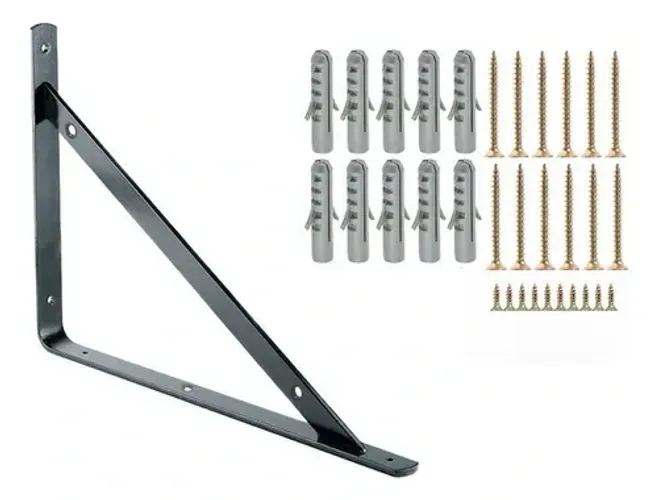 10 X Mão Francesa 40cm Suporte Prateleira Madeira + Parafuso