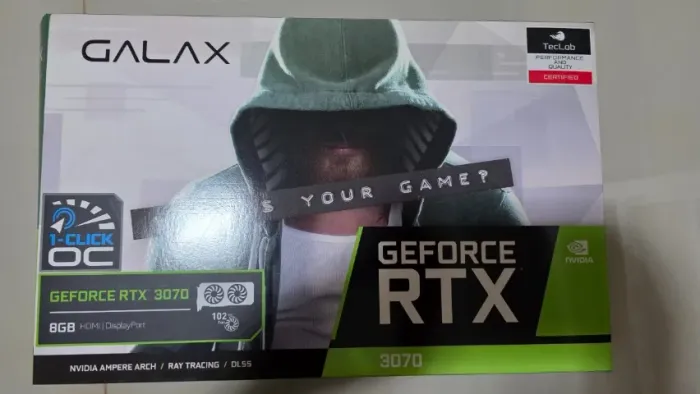 Placa de Vídeo Galax RTX 3070 1-Click OC 8GB - Selo TecLab - Na Caixa