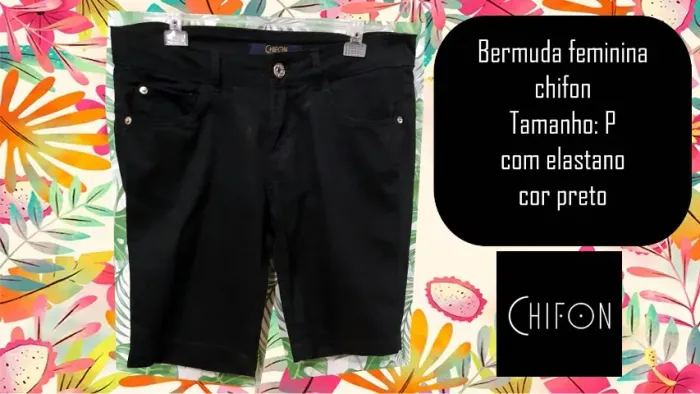 Bermuda feminina chifon Tamanho: P com elastano