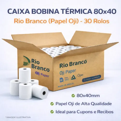 Bobina Térmica para Cupom Fiscal 80mmx40m 30 Unidades - Branca