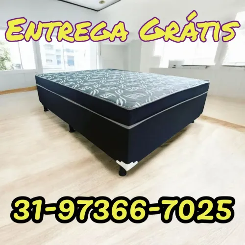 CAMA BOX CASAL COM ENTREGA GRÁTIS / 10CM ESPUMA / DIRETO DA FÁBRICA