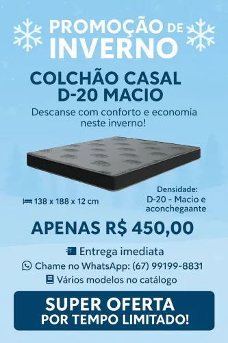 Colchão Casal D-20 Macio - Promoção de Inverno!