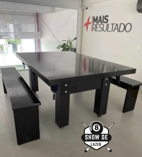 Sinuca Mesa De Jantar Com Bancos Cor Preta 