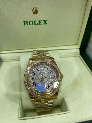 Rolex Day-Date Presidente Dourado Com Brilho Automático Premium