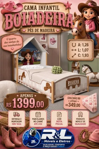 Cama Infantil Menina Boiadeira Nova Produto Na Caixa/Entregamos É Montamos Loja RL Moveis