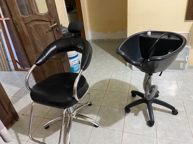 Kit para Barbearia/Salão - Cadeira e Lavatório móvel (Vendo Juntos ou Separados)