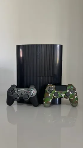 Ps3 super slim 2 controles DESTRAVADO COM JOGOS LOJA PRA BAIXAR GARANTIA 