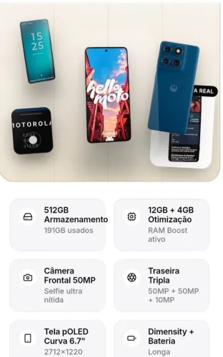 Motorola Edge 60 512GB azul 16GB RAM seminovo na caixa impecável - Santos entrega