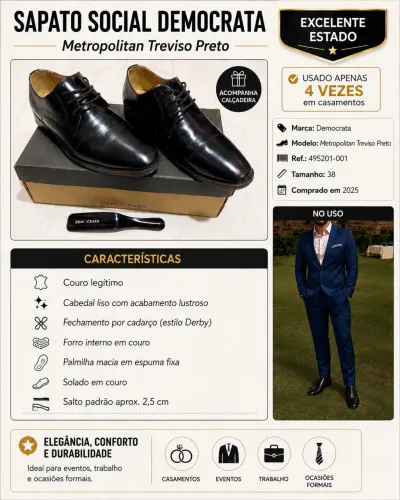 Sapato Social (Estilo Derby)