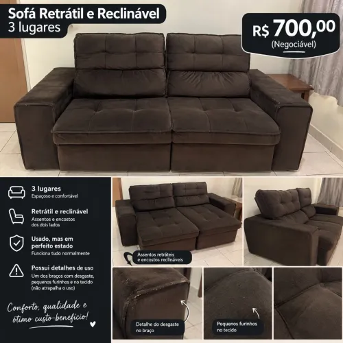Vendo sofá retrátil usando em bom estado