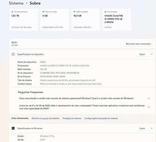 Notebook 17 P intel core I5 16 RAM