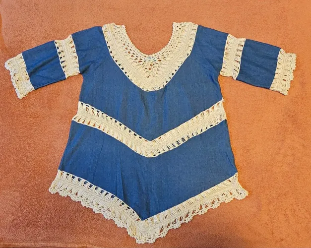 Saída de praia estilo Boho com detalhes em crochê tamanho G